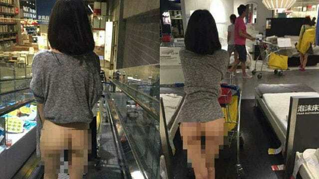 Half-naked woman causes chaos in IKEA near Siyuan Bridge 